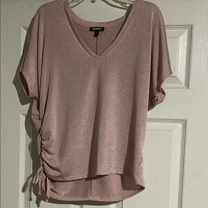 Express Women's Pink V-Neck Top